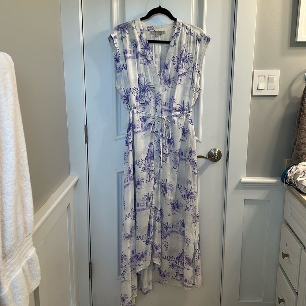 ALLSAINTS Tate Tajpur Zebra Giraffe Safari Midi Dress Size 10